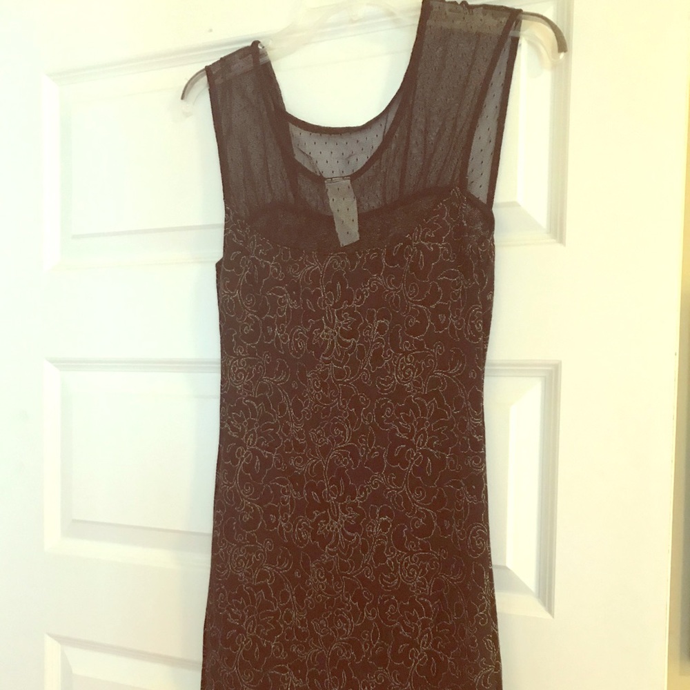 Free People black and gold mini dress